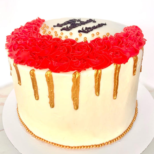 Red Roses with Gold Drip